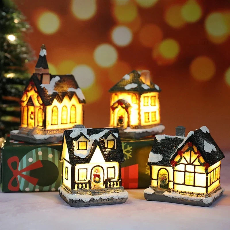Beleuchtetes Weihnachtshaus mit warmweißem LED-Licht