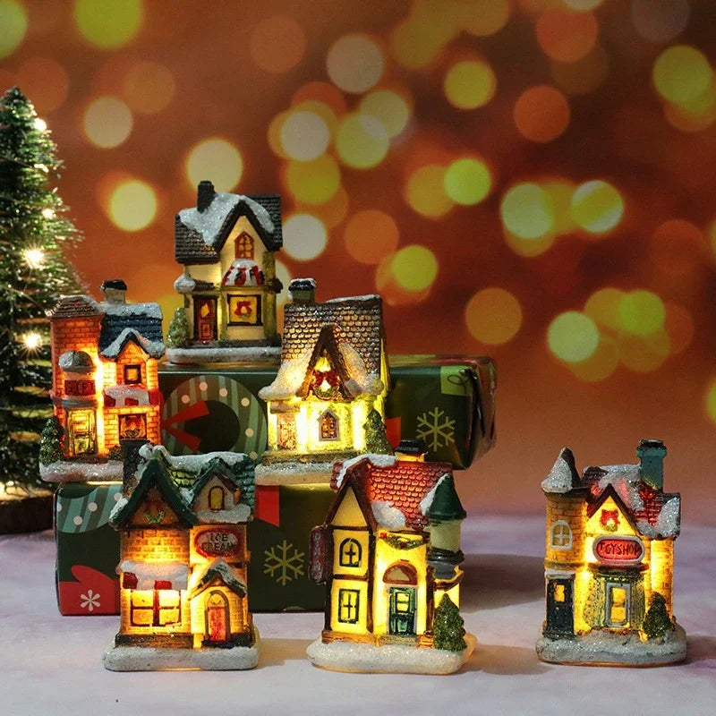 Beleuchtetes Weihnachtshaus mit warmweißem LED-Licht