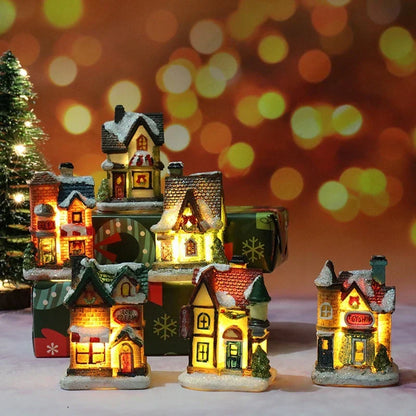 Beleuchtetes Weihnachtshaus mit warmweißem LED-Licht