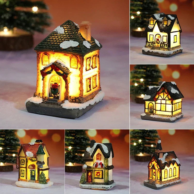 Beleuchtetes Weihnachtshaus mit warmweißem LED-Licht