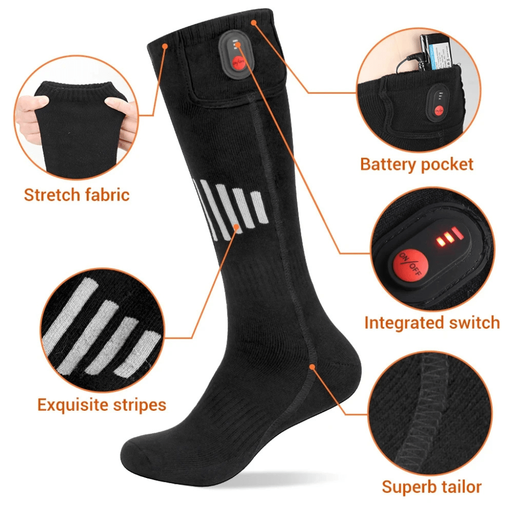 Calcetines hasta la rodilla calefactables con control de temperatura