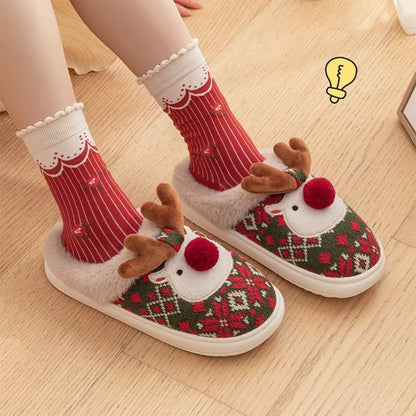 Pantuflas navideñas con motivo de renos
