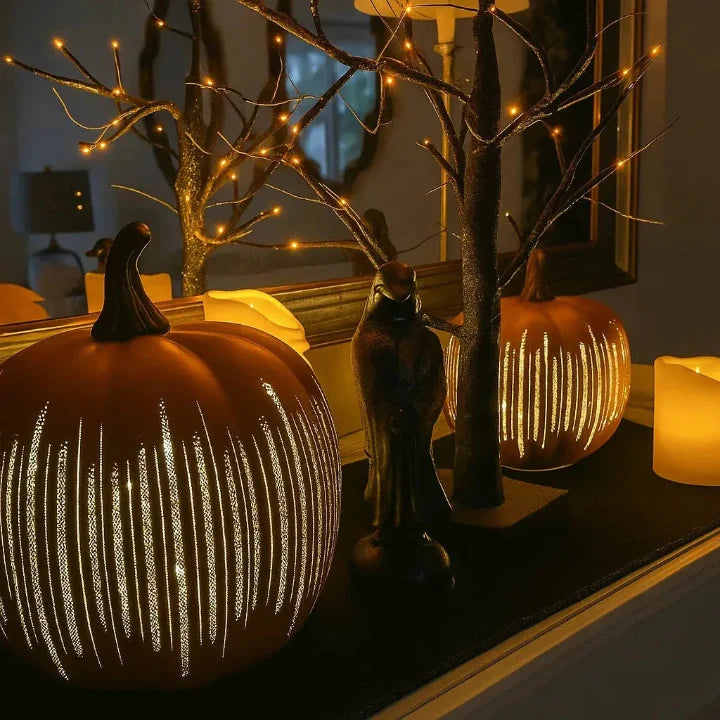 Calabaza decorativa LED luminosa con temporizador para espacios interiores otoñales