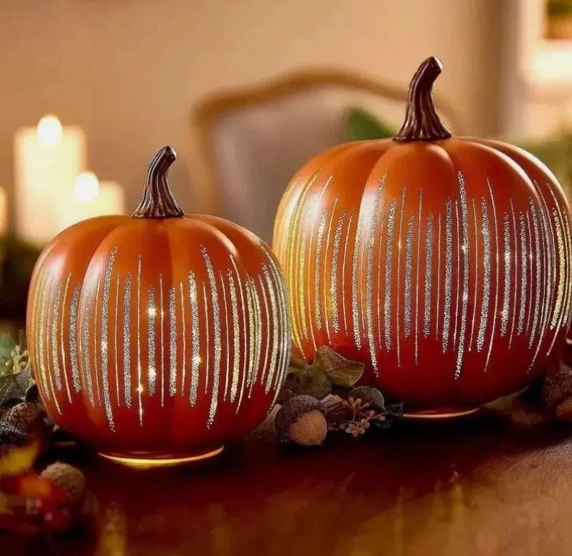 Calabaza decorativa LED luminosa con temporizador para espacios interiores otoñales