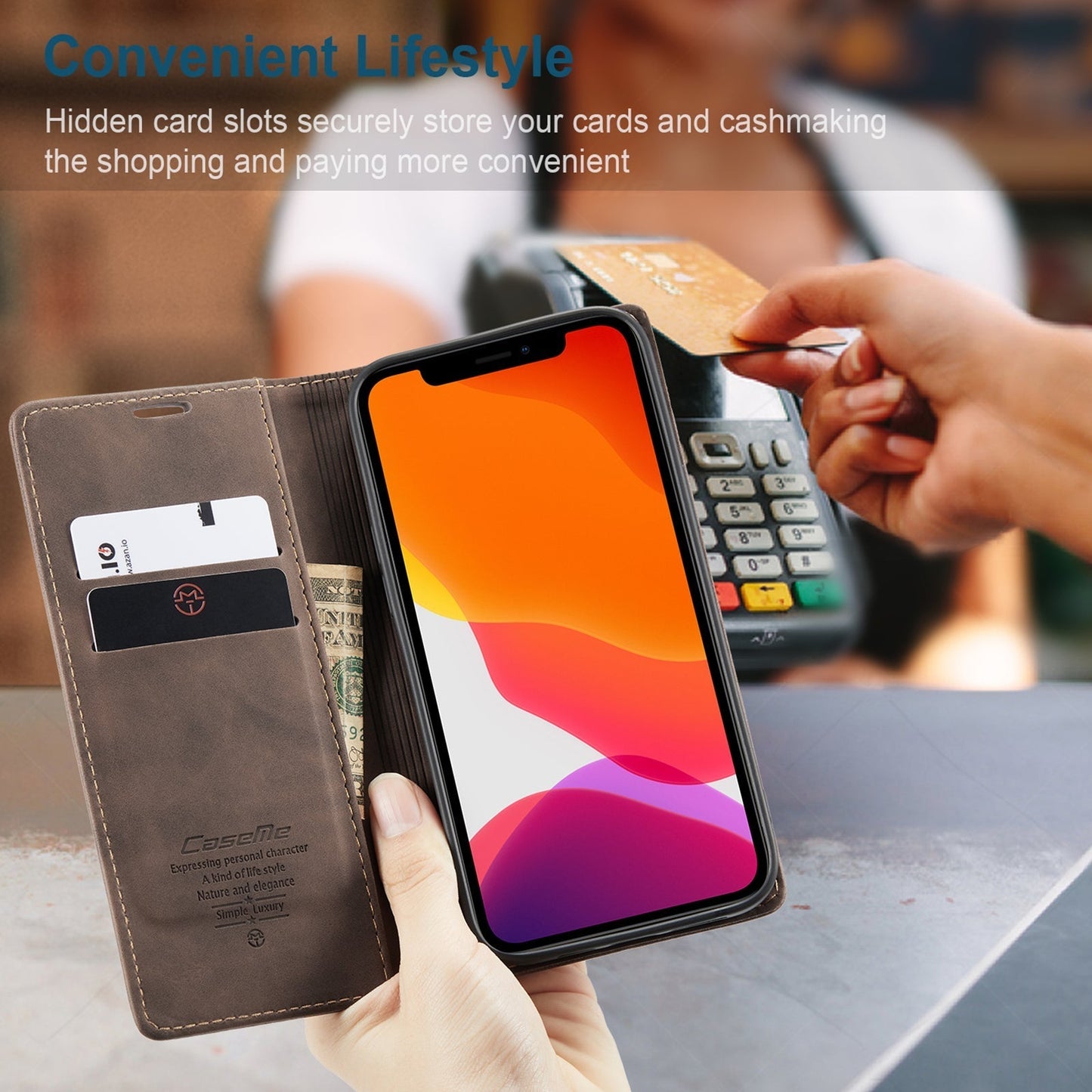 Funda de cuero con tapa para iPhone: magnética y funcional