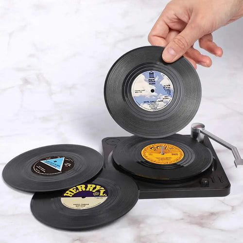 Retro Vinyl Set podmetača – Zaštitite svoj namještaj s glazbenim stilom