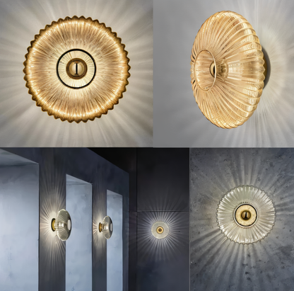 Gewellte Glas-Wandlampe für moderne stilvolle Innenraumbeleuchtung zuhause