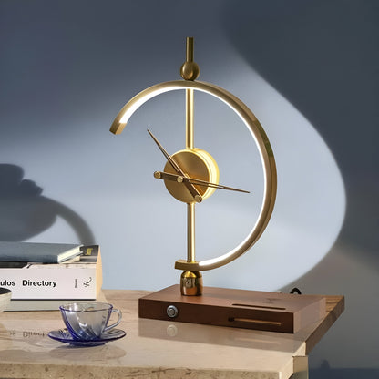 Lámpara de mesa LED con reloj y función de carga inalámbrica Qi