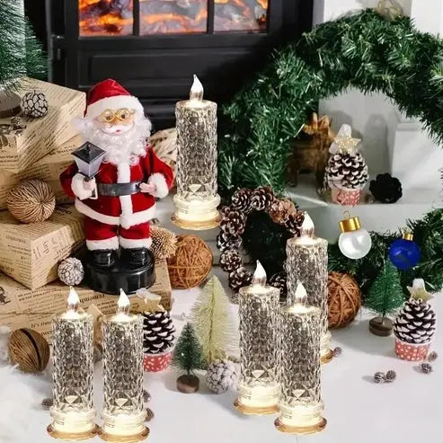 Conjunto de 4 velas LED decorativas com visual de cristal e luz branca quente