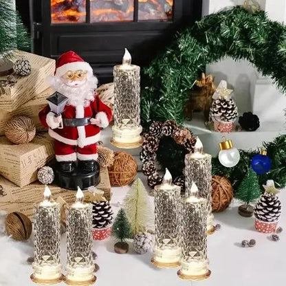 Conjunto de 4 velas LED decorativas com visual de cristal e luz branca quente