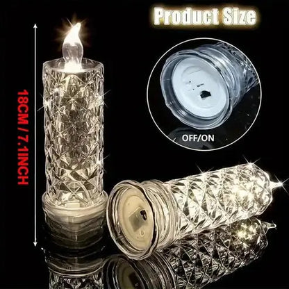 Conjunto de 4 velas LED decorativas com visual de cristal e luz branca quente