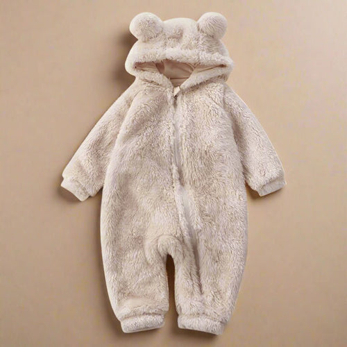 Mono de forro polar para bebé con capucha de oso