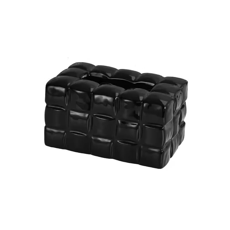 Caja para pañuelos con estructura acolchada en forma de cubos