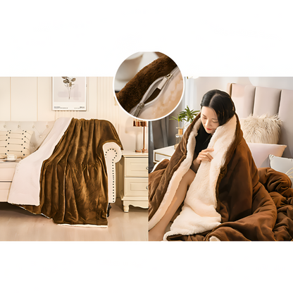 Manta de invierno reversible con forro polar y cremallera