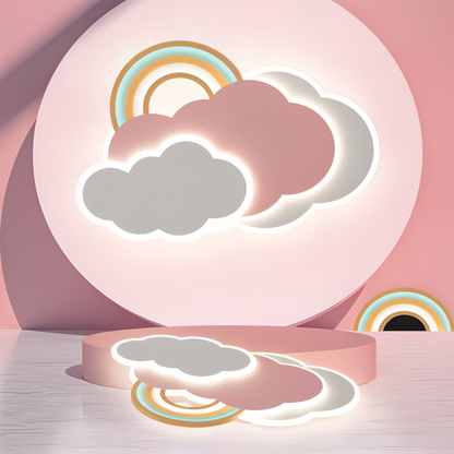 Dimmable LED-Deckenlampe mit Wolken und Regenbogen Motiv