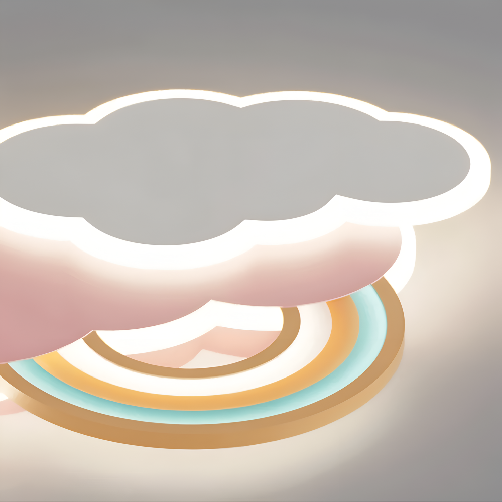 Dimmable LED-Deckenlampe mit Wolken und Regenbogen Motiv