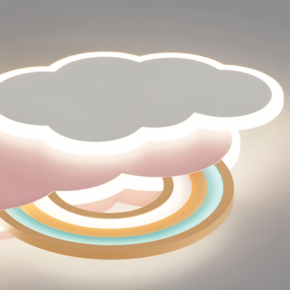 Dimmable LED-Deckenlampe mit Wolken und Regenbogen Motiv