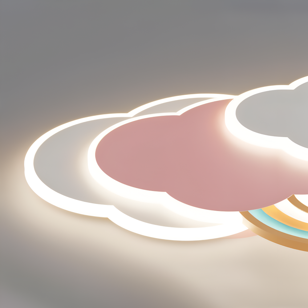 Dimmable LED-Deckenlampe mit Wolken und Regenbogen Motiv