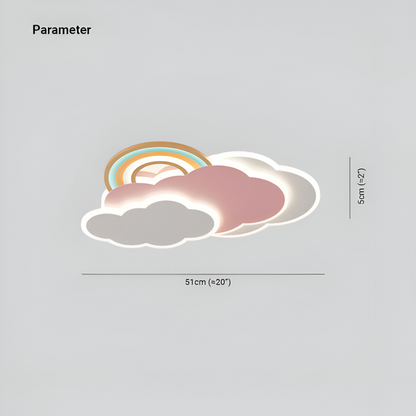 Dimmable LED-Deckenlampe mit Wolken und Regenbogen Motiv
