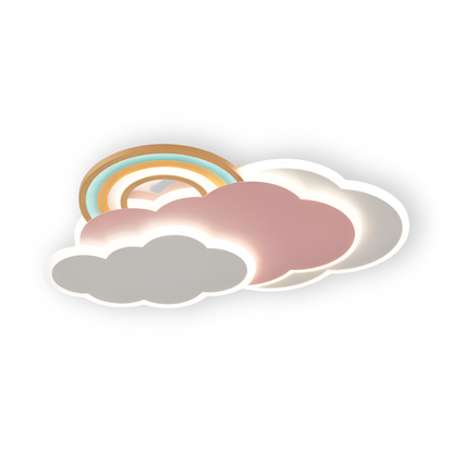 Dimmable LED-Deckenlampe mit Wolken und Regenbogen Motiv