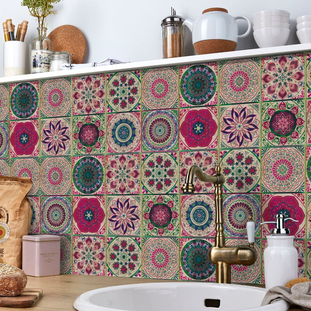 Selbstklebende Mandala-Fliesenaufkleber – 24er-Set