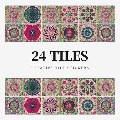 Selbstklebende Mandala-Fliesenaufkleber – 24er-Set