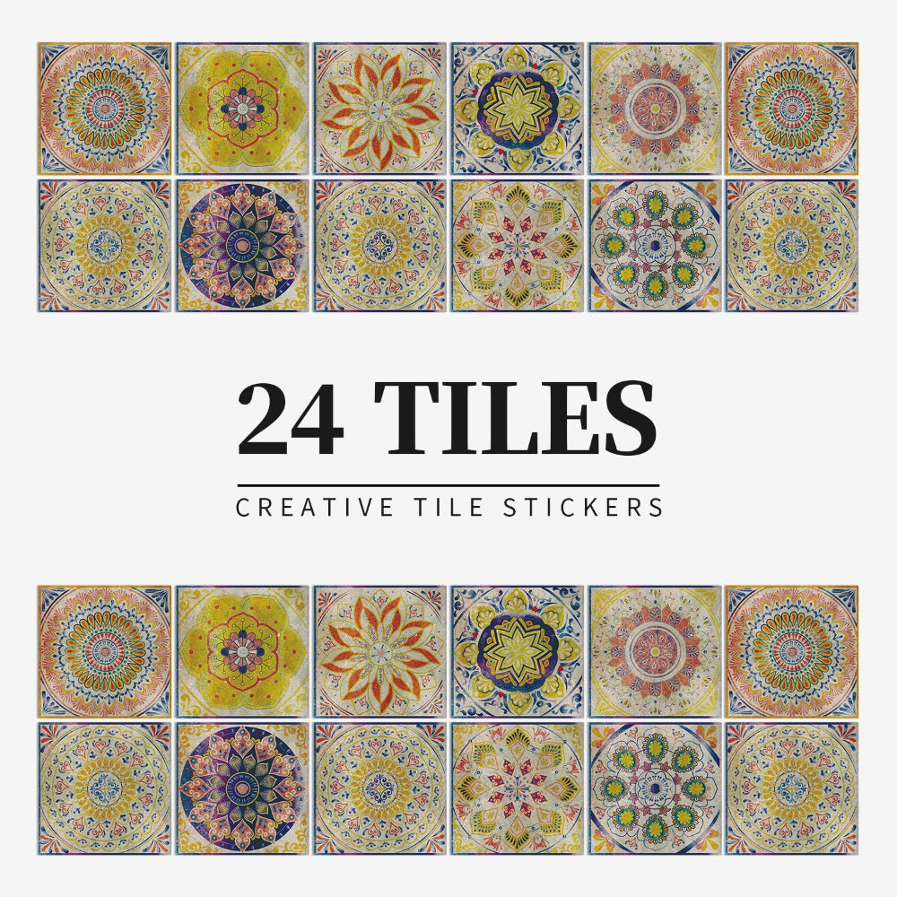 Selbstklebende Mandala-Fliesenaufkleber – 24er-Set