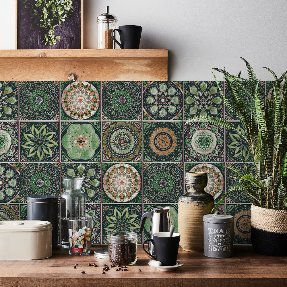 Selbstklebende Mandala-Fliesenaufkleber – 24er-Set