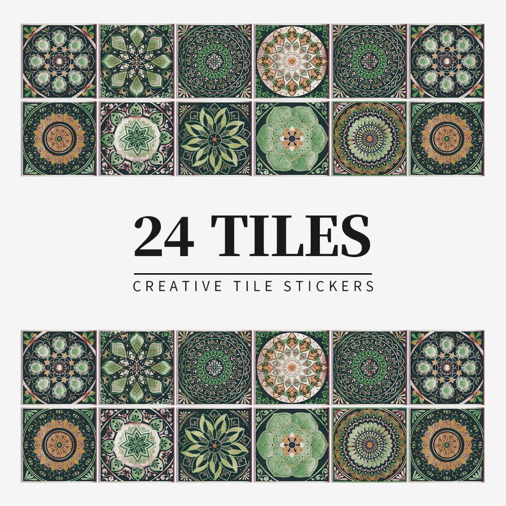 Selbstklebende Mandala-Fliesenaufkleber – 24er-Set