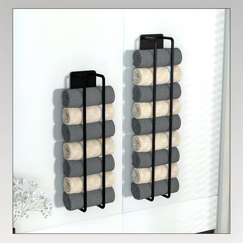 Toallero de pared con doble estructura para ahorrar espacio