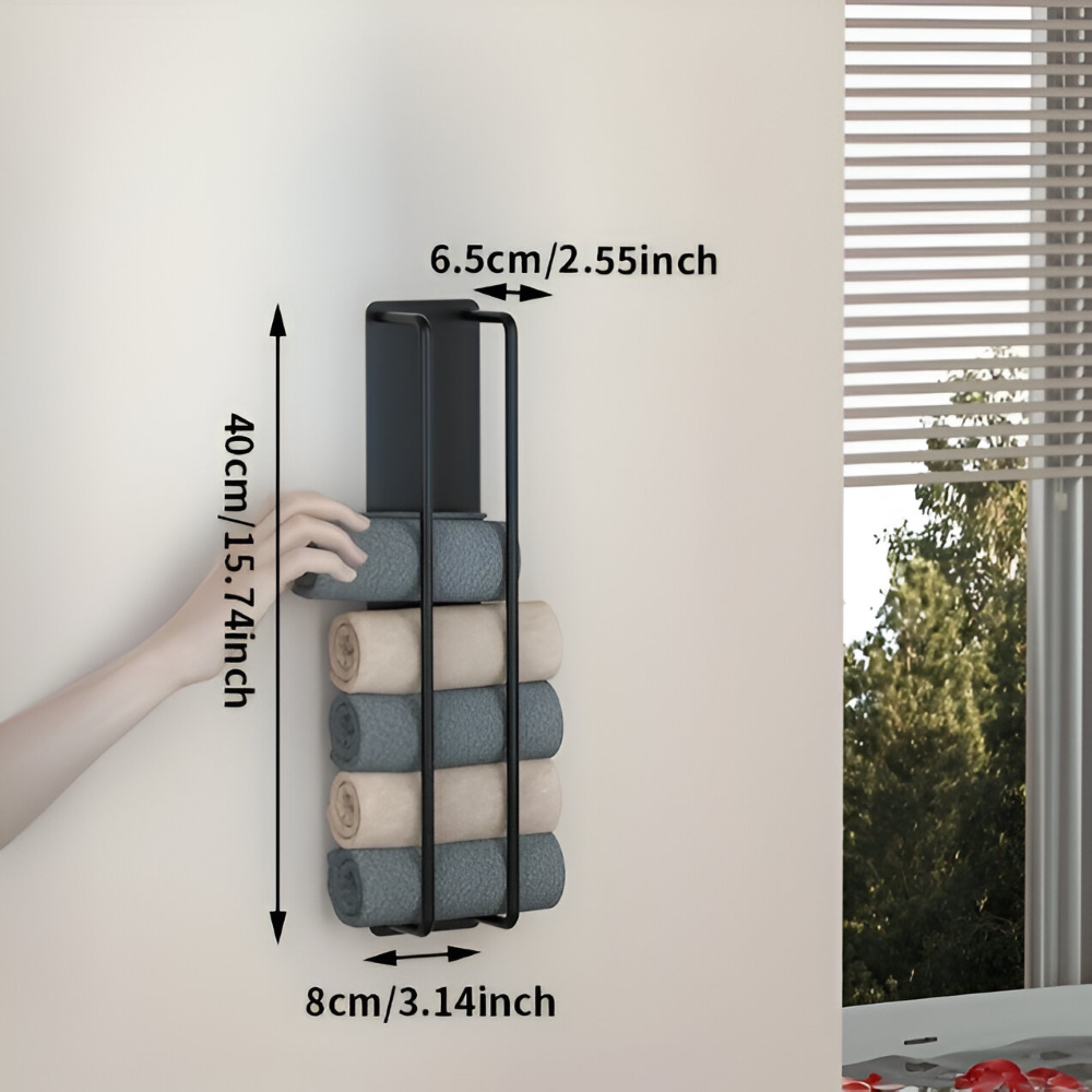 Toallero de pared con doble estructura para ahorrar espacio