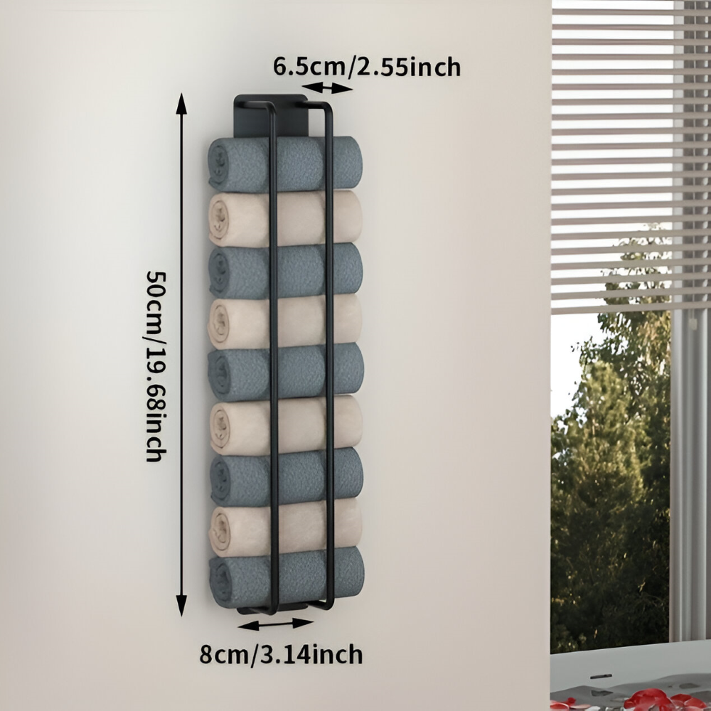 Toallero de pared con doble estructura para ahorrar espacio