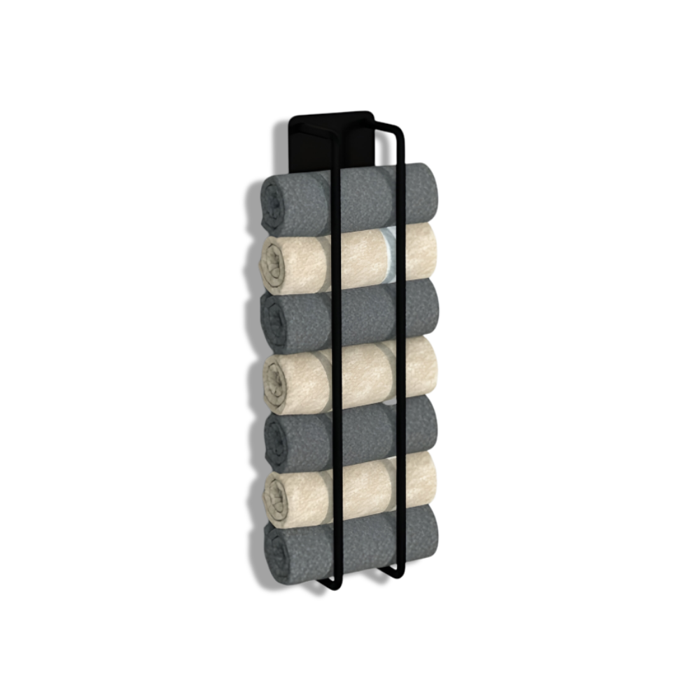Toallero de pared con doble estructura para ahorrar espacio