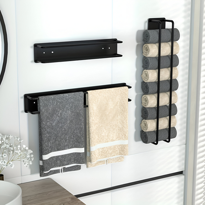 Toallero de pared con doble estructura para ahorrar espacio