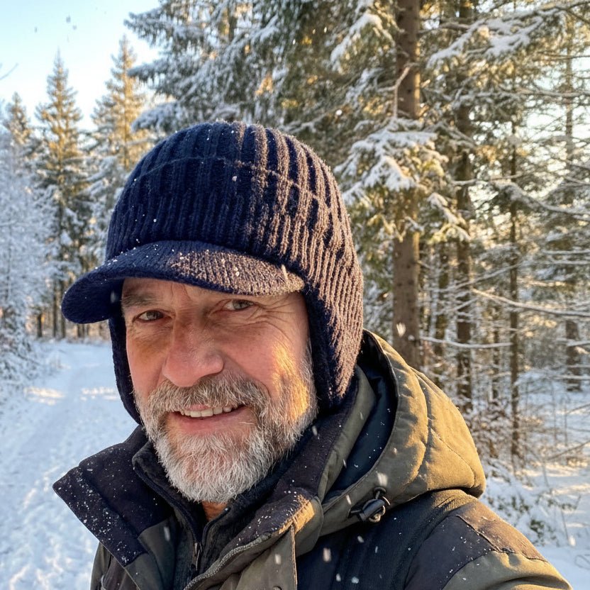 Gorro de invierno tejido con visera