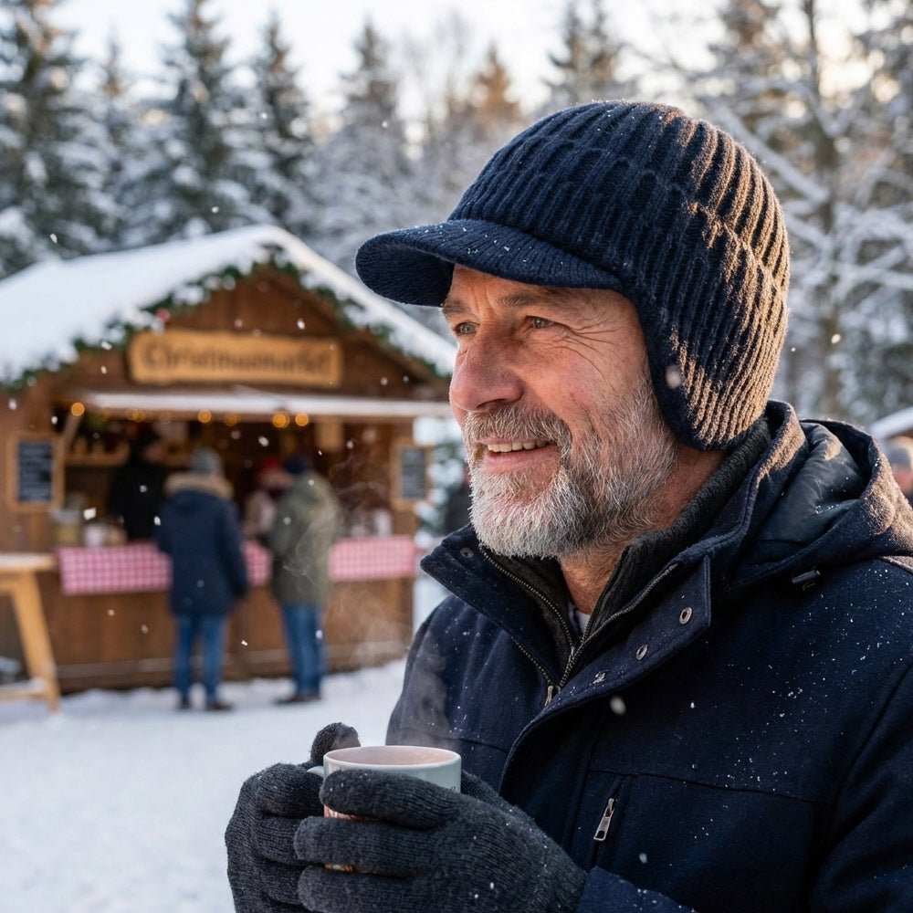 Gorro de invierno tejido con visera