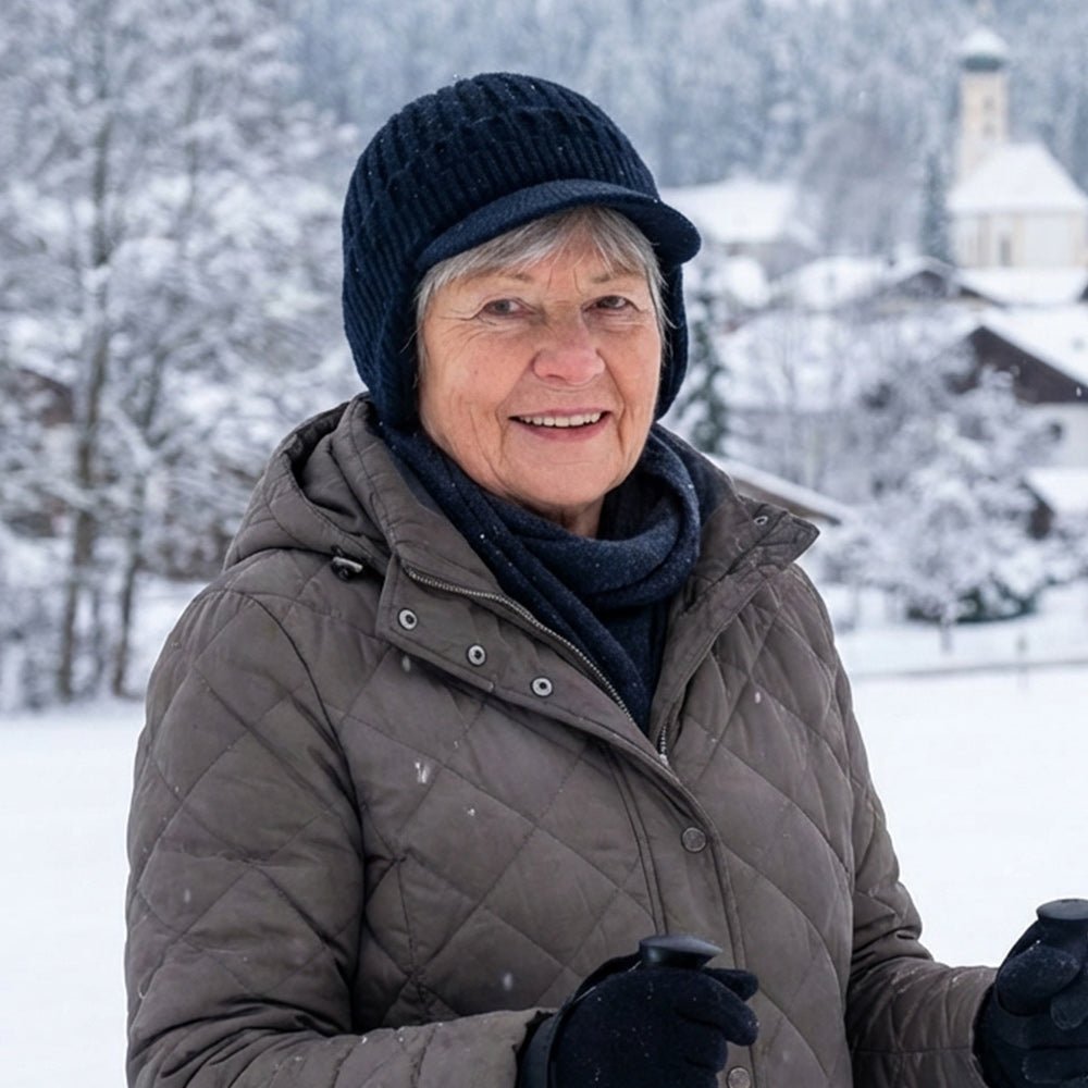 Gorro de invierno tejido con visera