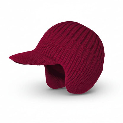 Gorro de invierno tejido con visera