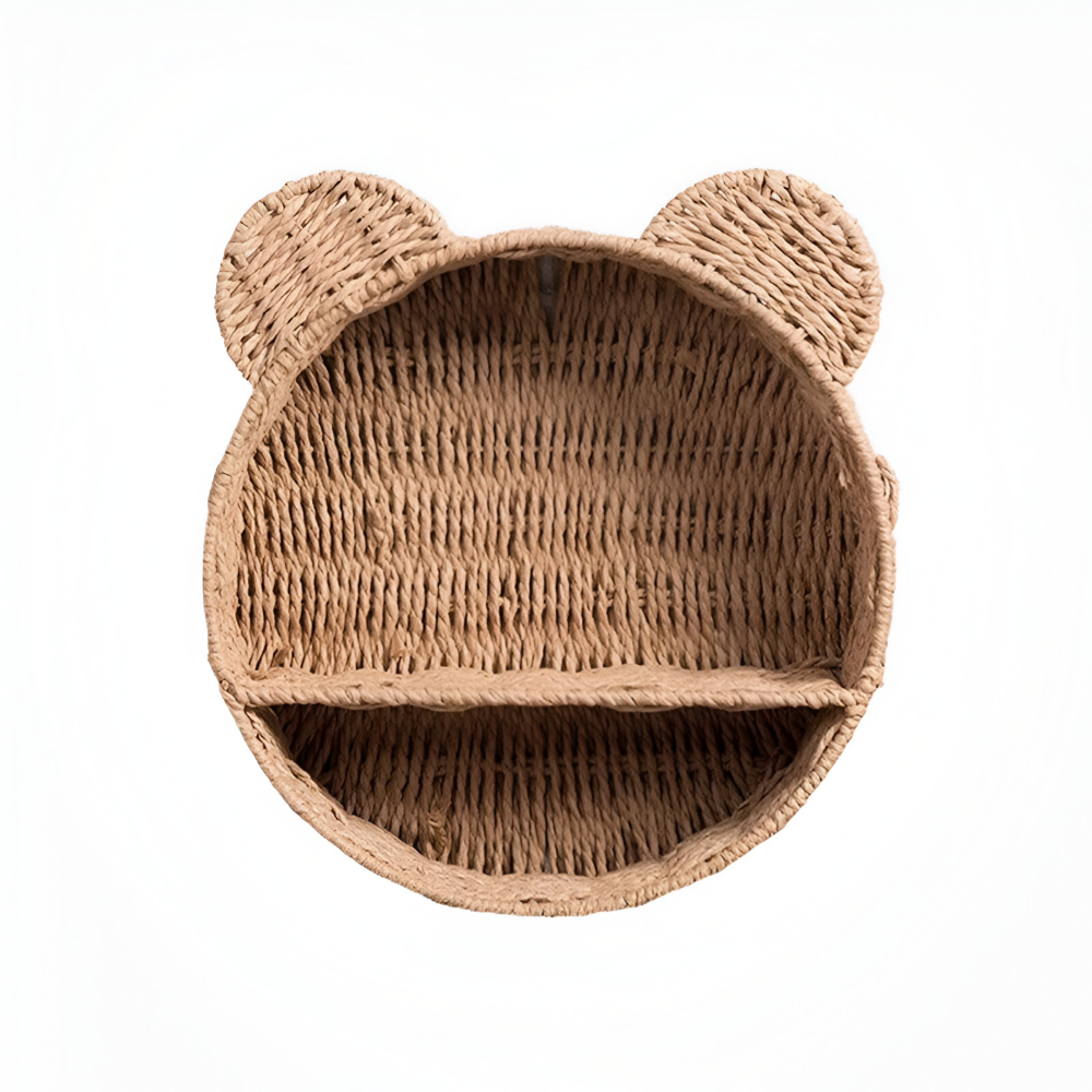 Tierförmiges Wandregal aus Rattan mit zwei Ablageflächen