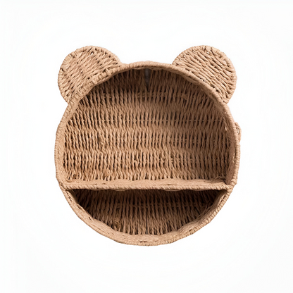 Tierförmiges Wandregal aus Rattan mit zwei Ablageflächen