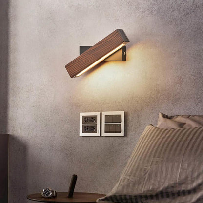 Lámpara de pared LED ajustable con aspecto de madera