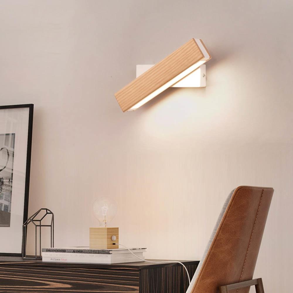 Lámpara de pared LED ajustable con aspecto de madera