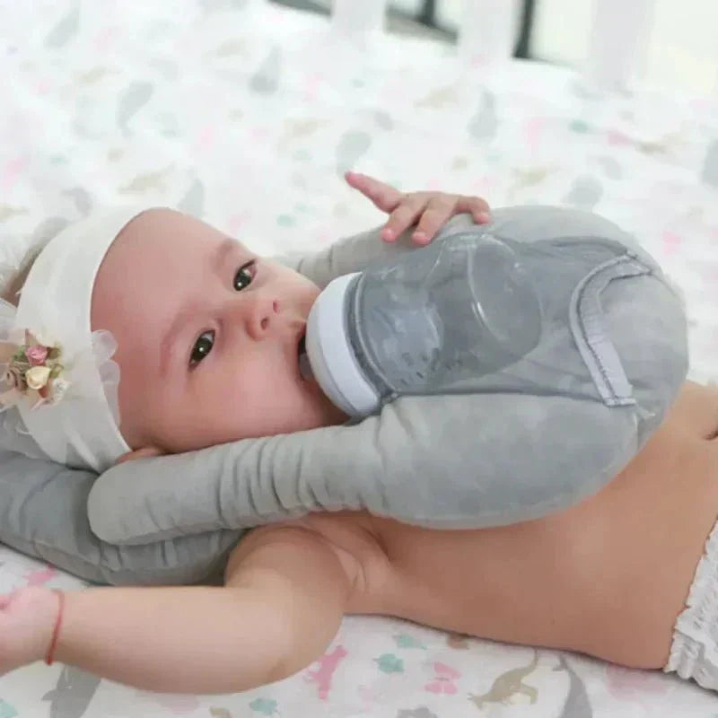 Almohada de lactancia para bebé con portabiberón