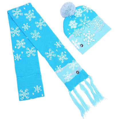 Set de gorro de invierno y bufanda con estampados navideños
