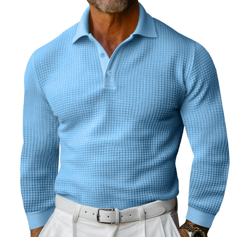 Camisa polo canelada elegante para homem - Confortável e sofisticada.