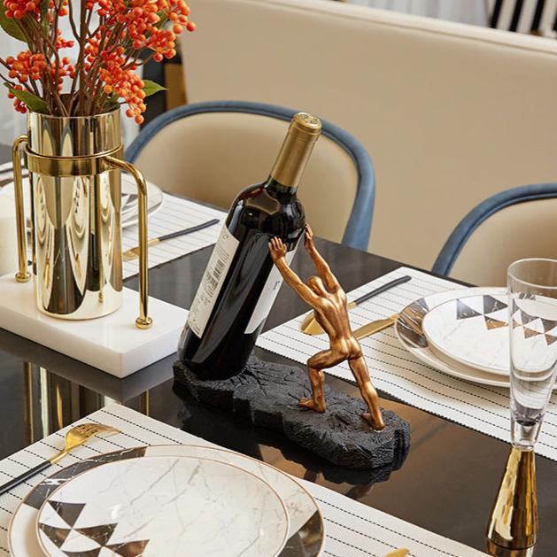 Portabotellas de vino decorativo con diseño escultórico