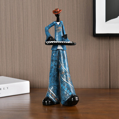 Figura de cantante de jazz como figura decorativa pintada a mano para la sala de estar y la sala de música