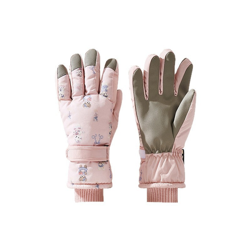 Damen-Winterhandschuhe mit Cartoon-Muster