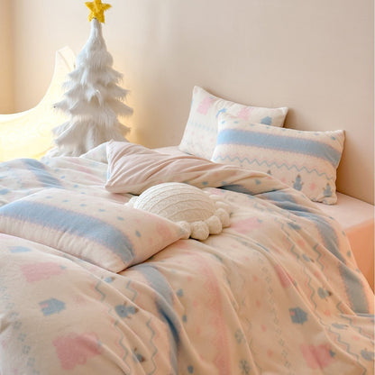 Juego reversible de ropa de cama de invierno con estampado escandinavo