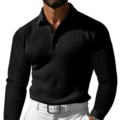 Camisa polo canelada elegante para homem - Confortável e sofisticada.